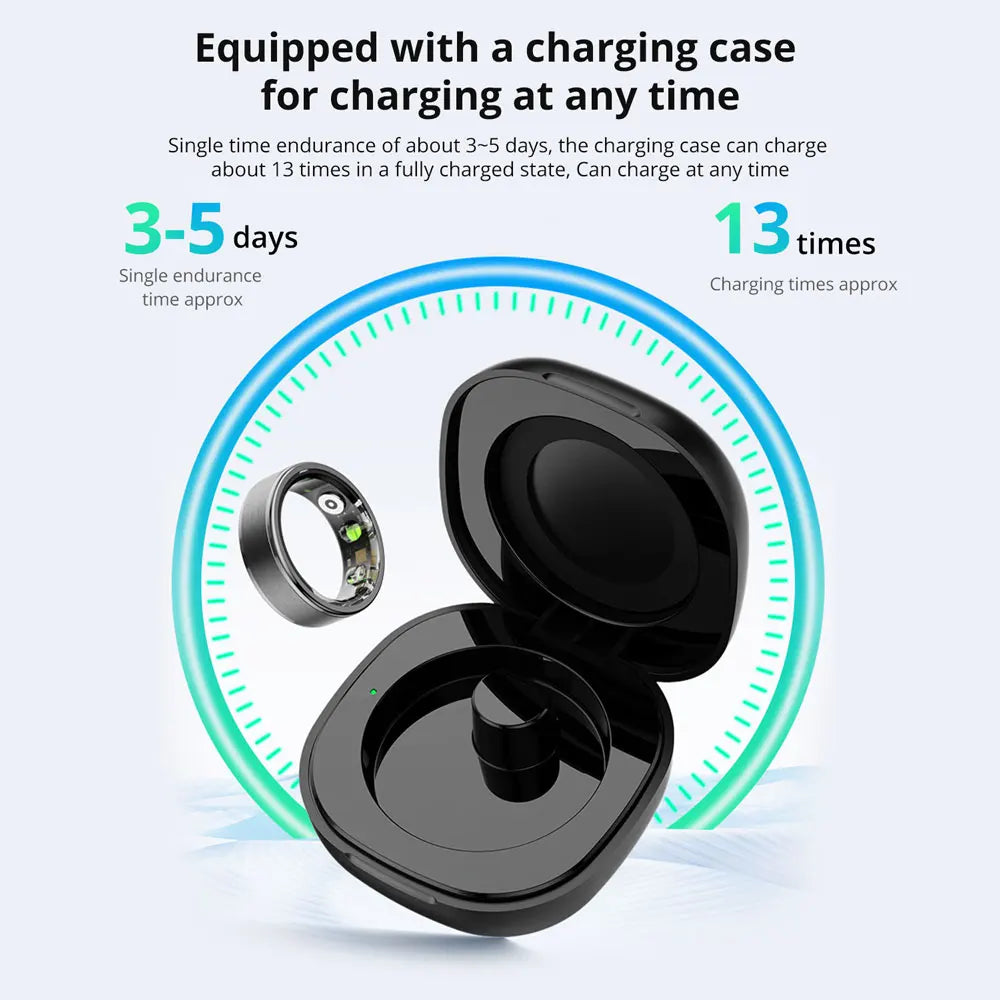 New  R03 Smart Ring Charging Case Men Women, Battery Life 39 Days, Health Monitor, IP68 & 5ATM Waterproof, Multi-Sport Mode